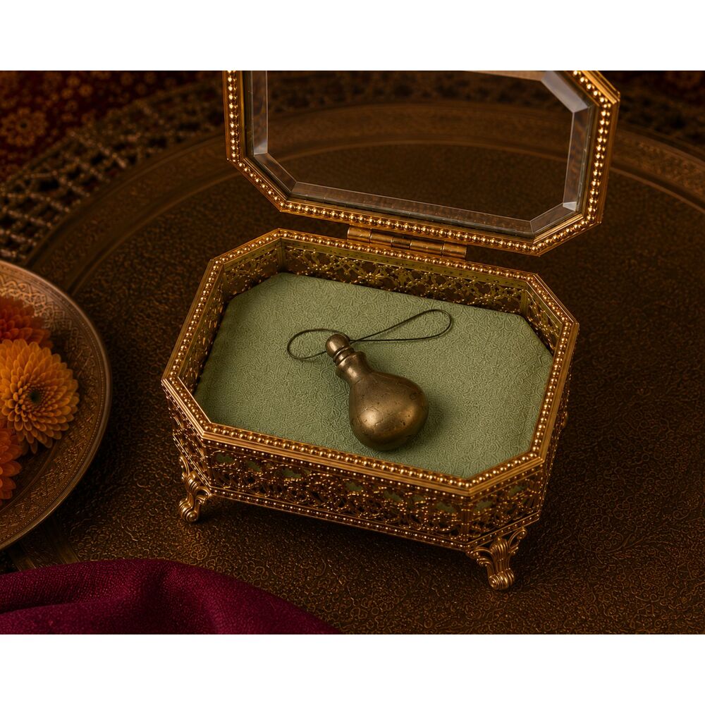 Brass Perfume cremation Bottle charm Gold patina Screw Top Pendant vintage
